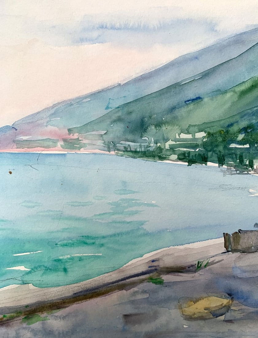 Watercolor painting Big mountains Unknown artist - 7