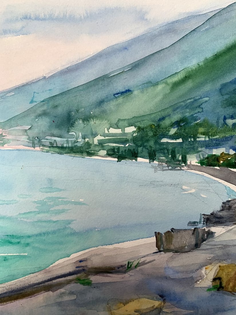 Watercolor painting Big mountains Unknown artist - 8