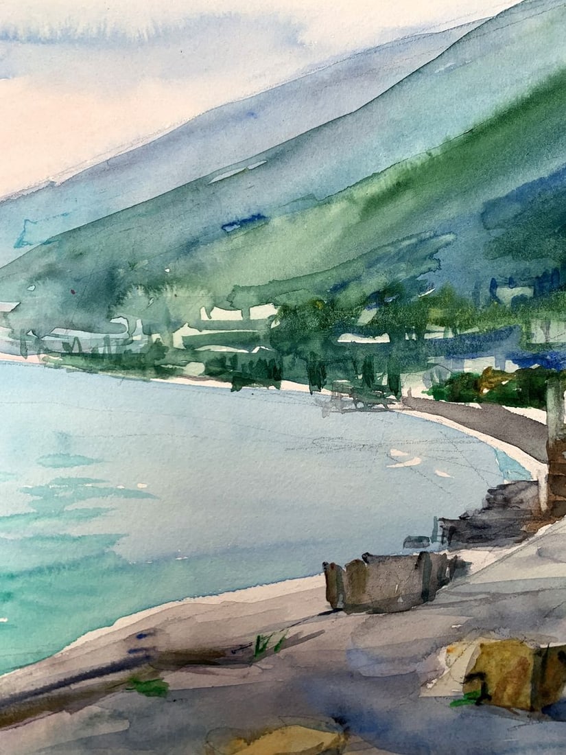 Watercolor painting Big mountains Unknown artist - 9