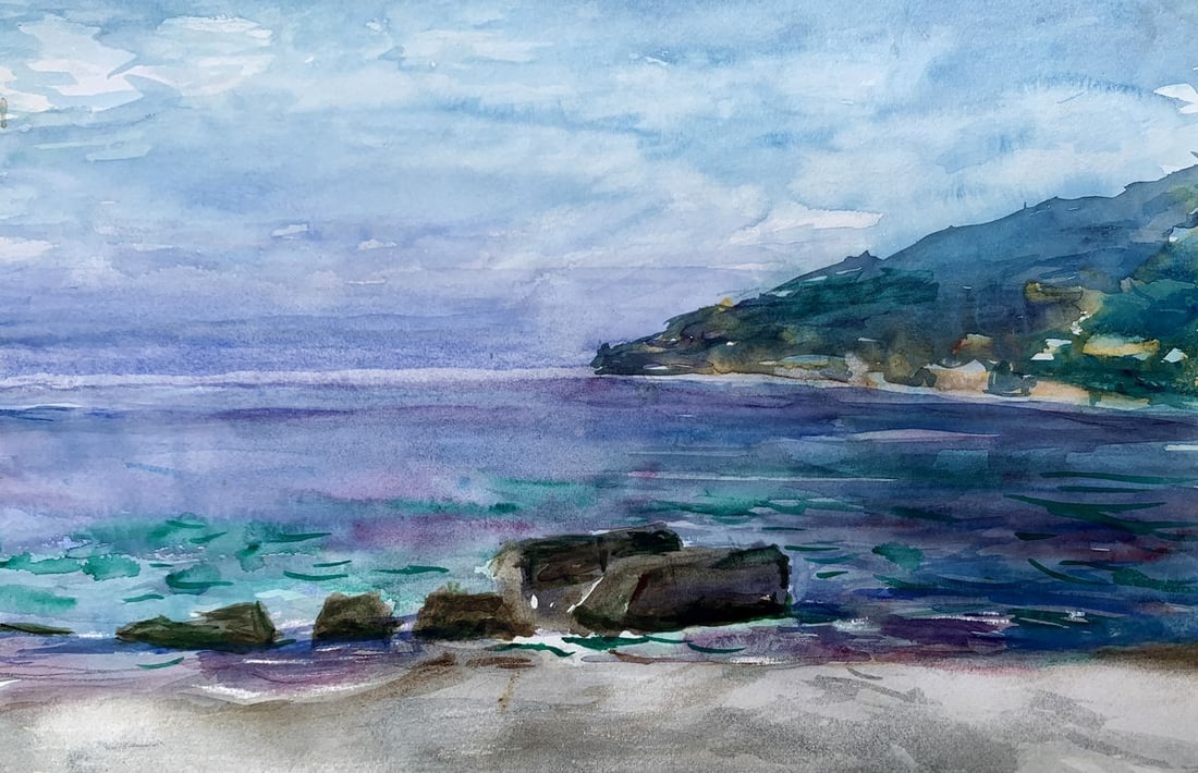 Watercolor painting Before the storm Unknown artist (1 of 12)