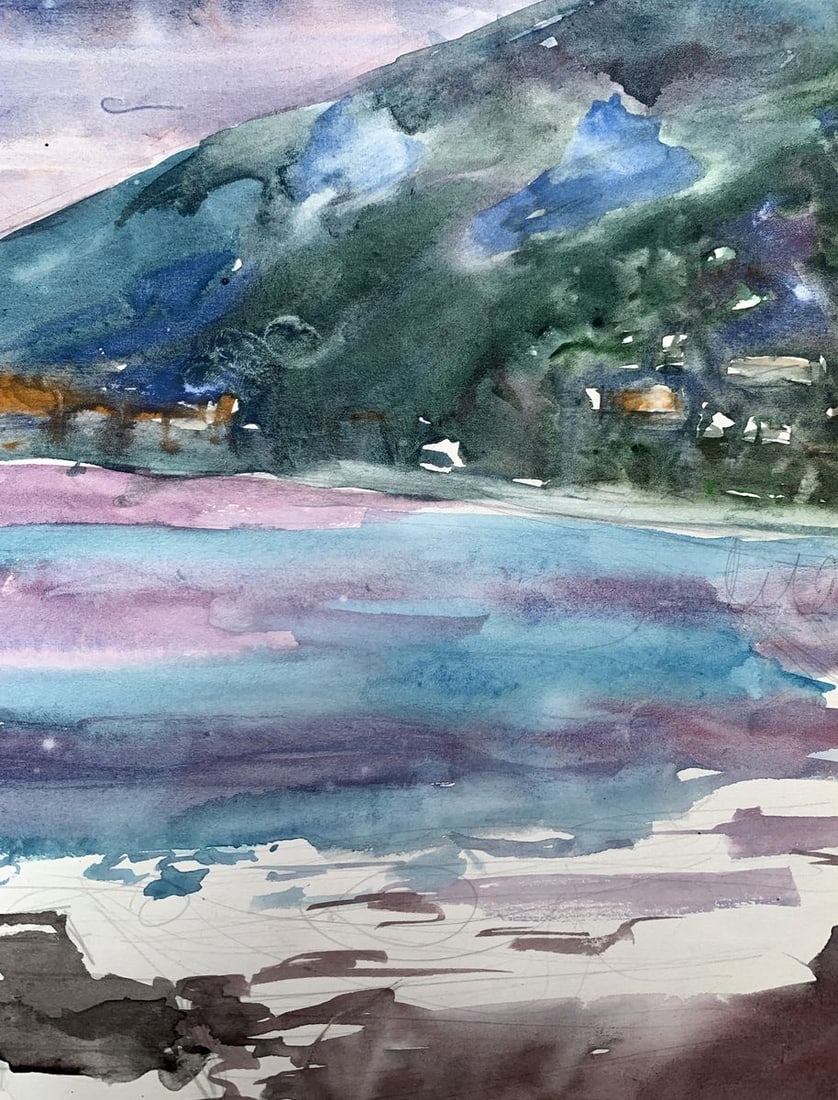 Watercolor painting The sun behind the clouds Unknown artist - 11