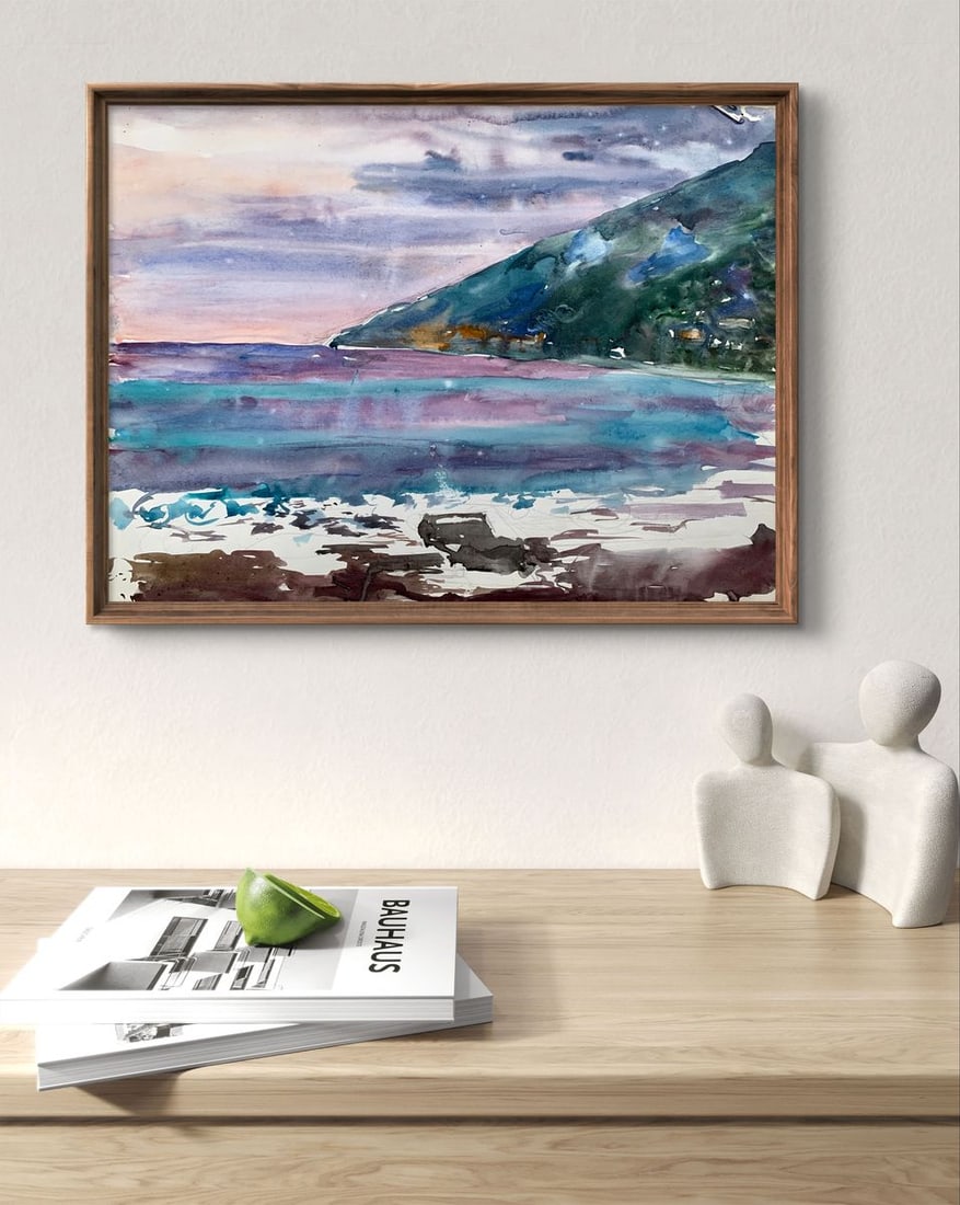 Watercolor painting The sun behind the clouds Unknown artist - 2