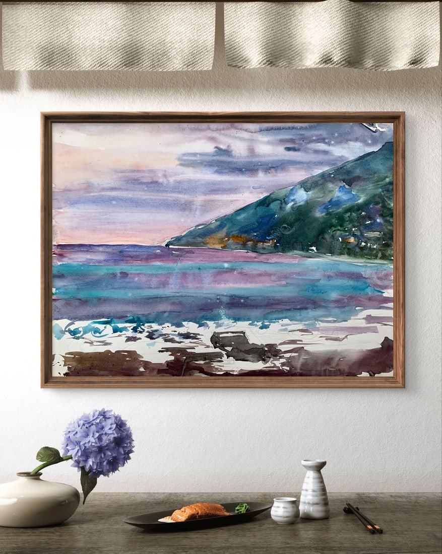 Watercolor painting The sun behind the clouds Unknown artist - 3