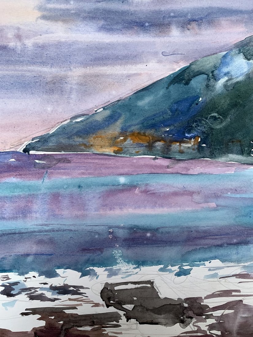 Watercolor painting The sun behind the clouds Unknown artist - 7