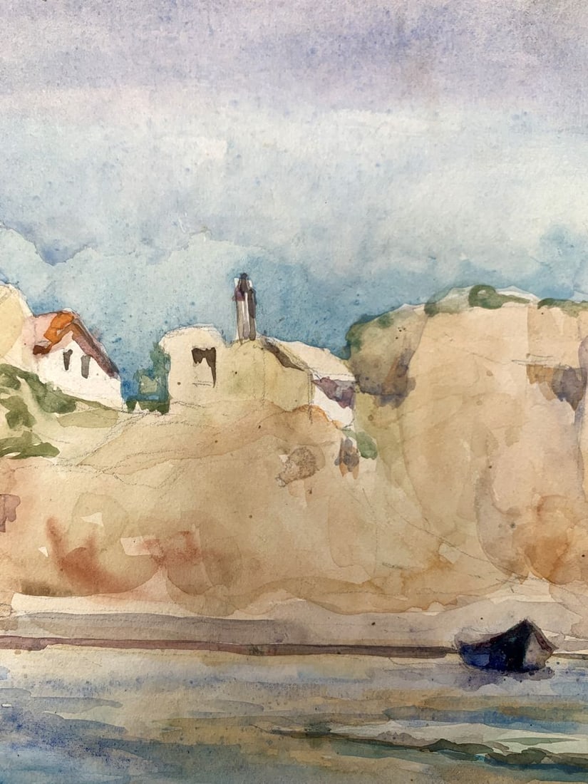 Watercolor painting Boats on the shore Unknown artist - 4