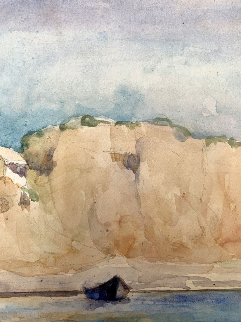 Watercolor painting Boats on the shore Unknown artist - 6