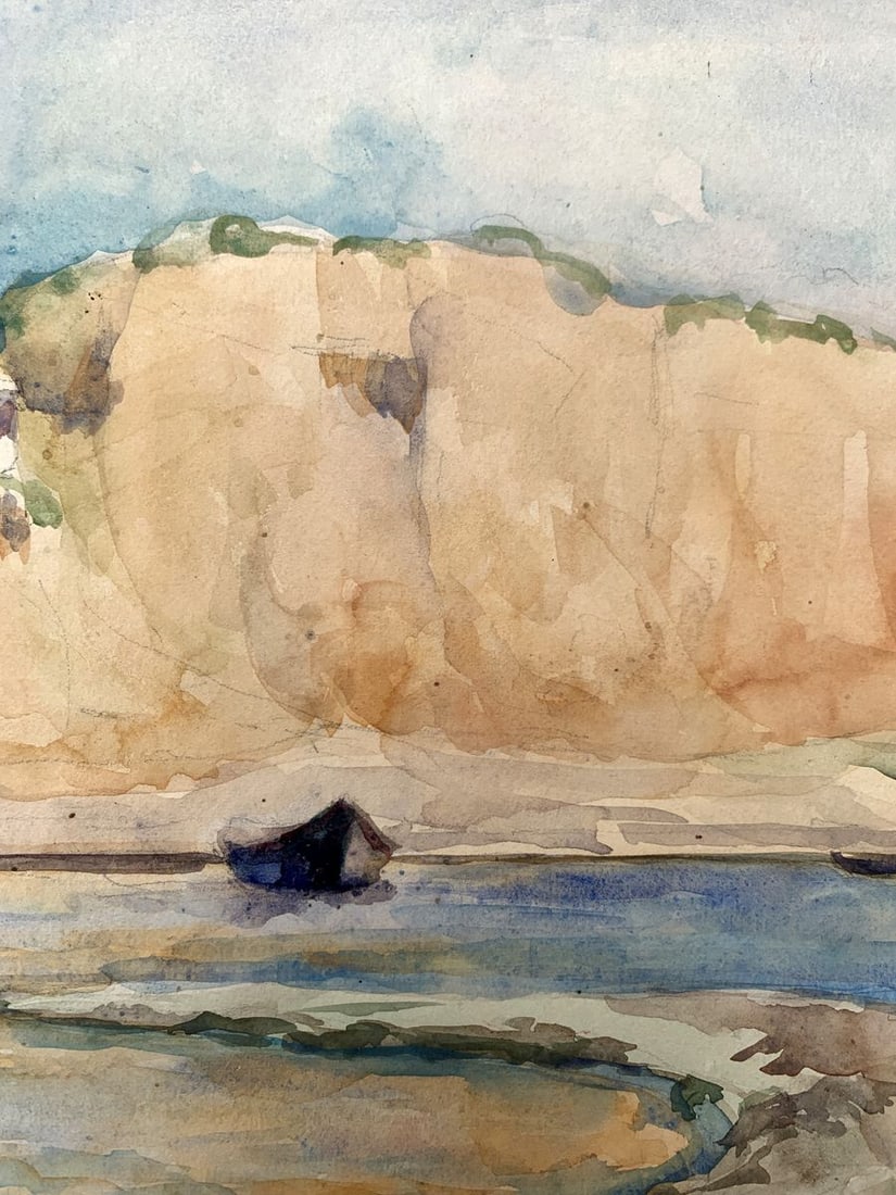 Watercolor painting Boats on the shore Unknown artist - 7