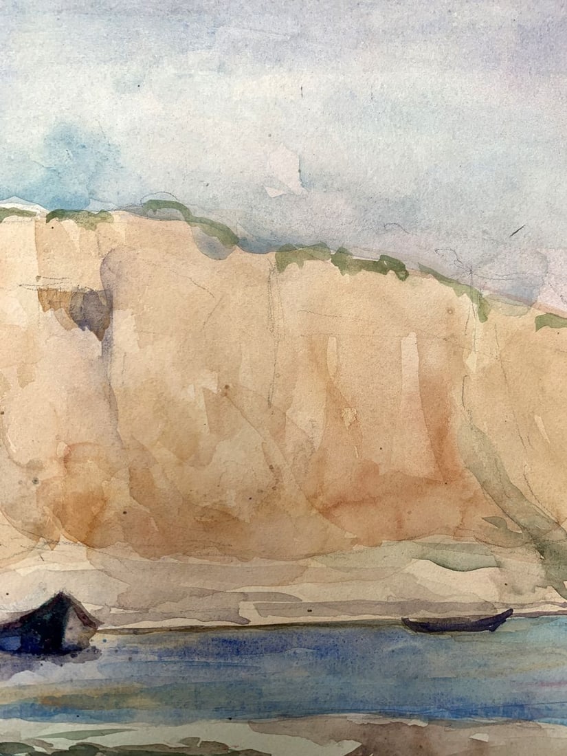 Watercolor painting Boats on the shore Unknown artist - 8