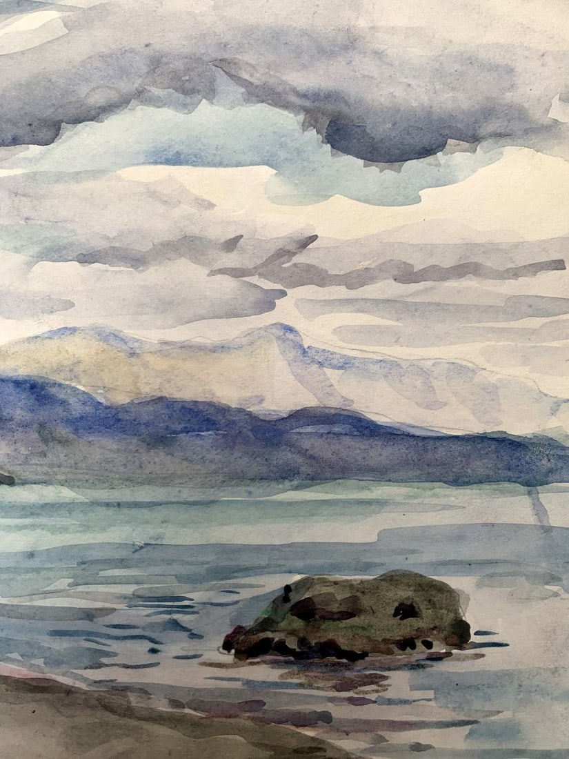 Watercolor painting Covered with clouds Unknown artist - 10
