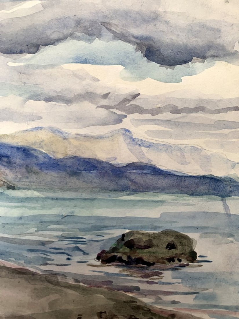 Watercolor painting Covered with clouds Unknown artist - 11