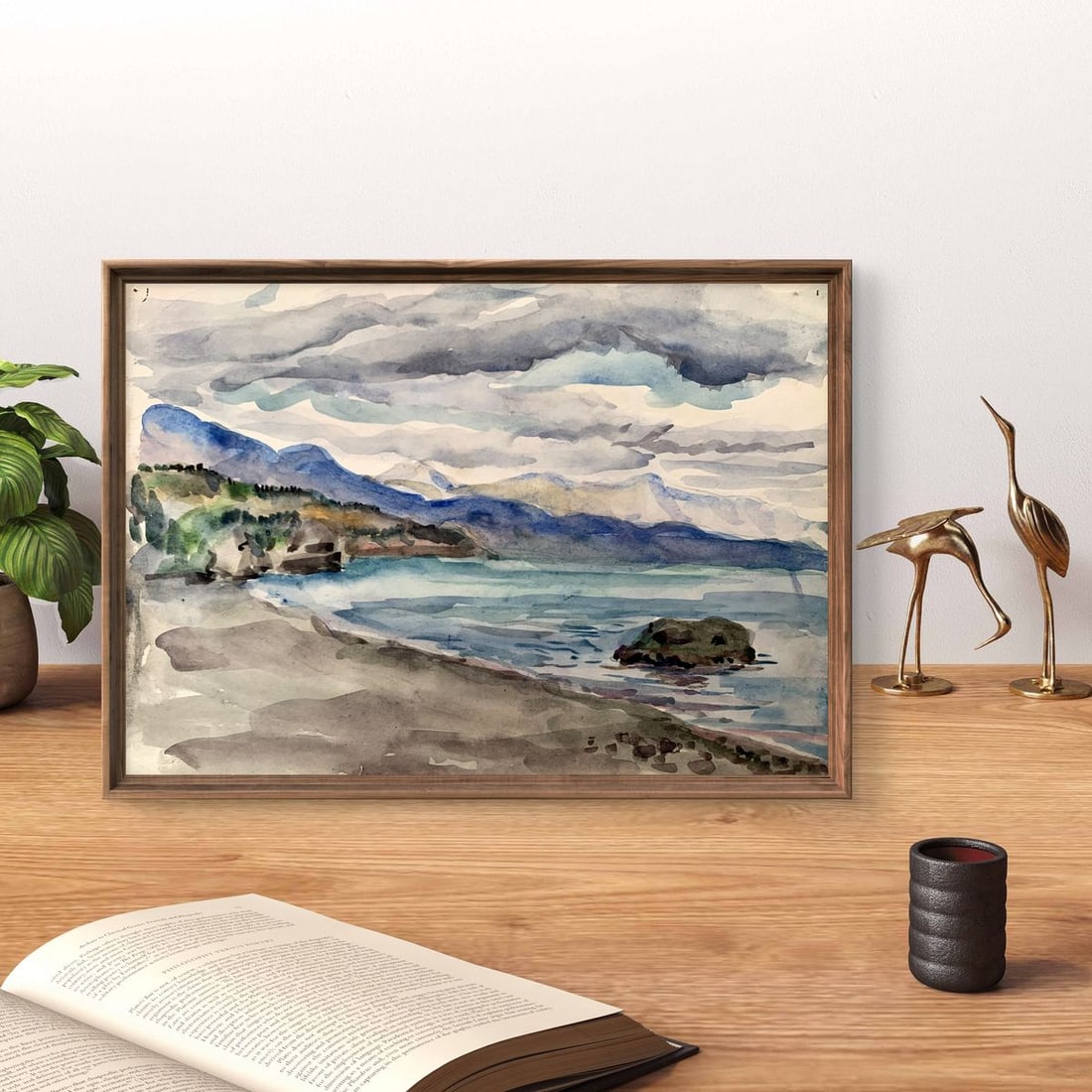 Watercolor painting Covered with clouds Unknown artist - 3
