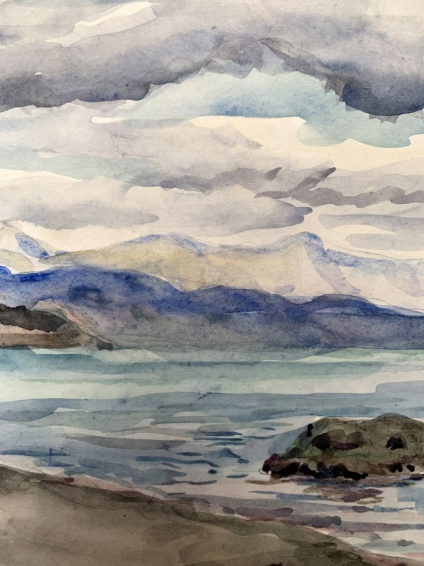 Watercolor painting Covered with clouds Unknown artist - 8