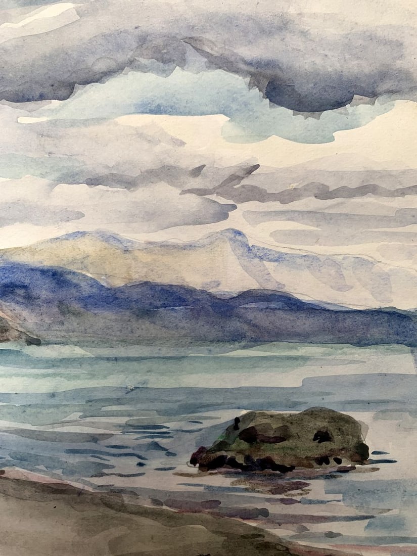Watercolor painting Covered with clouds Unknown artist - 9