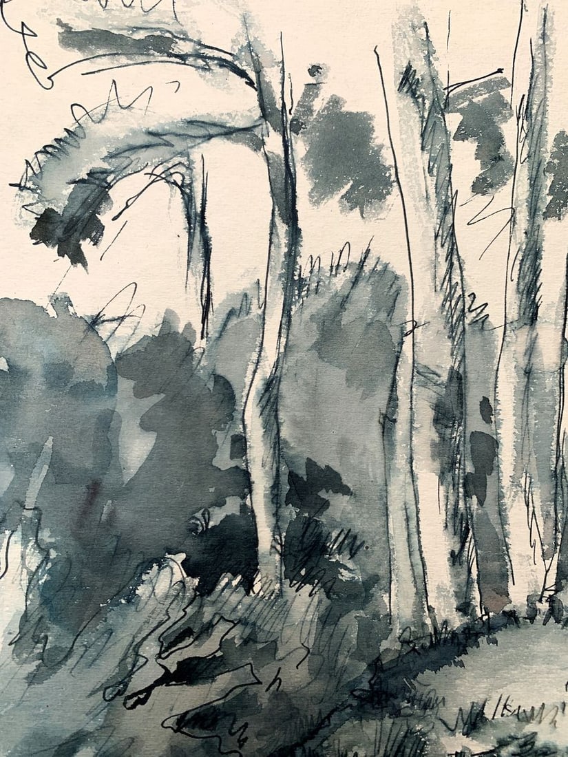 Watercolor painting The way to the dugout Unknown artist - 4