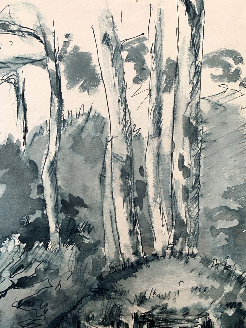 Watercolor painting The way to the dugout Unknown artist - 5