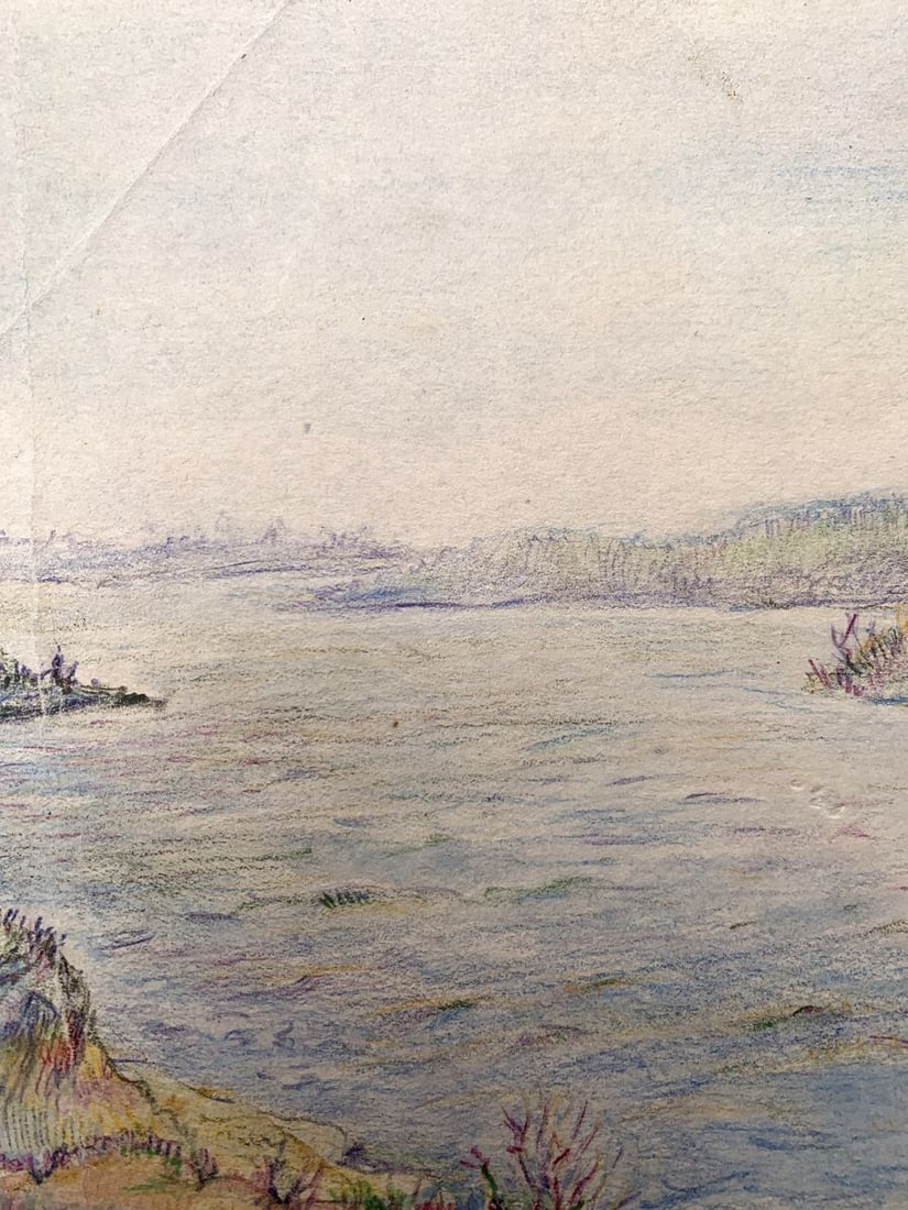 Colored pencil painting Quiet river O. Umansky - 4