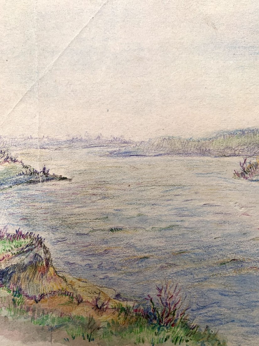 Colored pencil painting Quiet river O. Umansky - 5