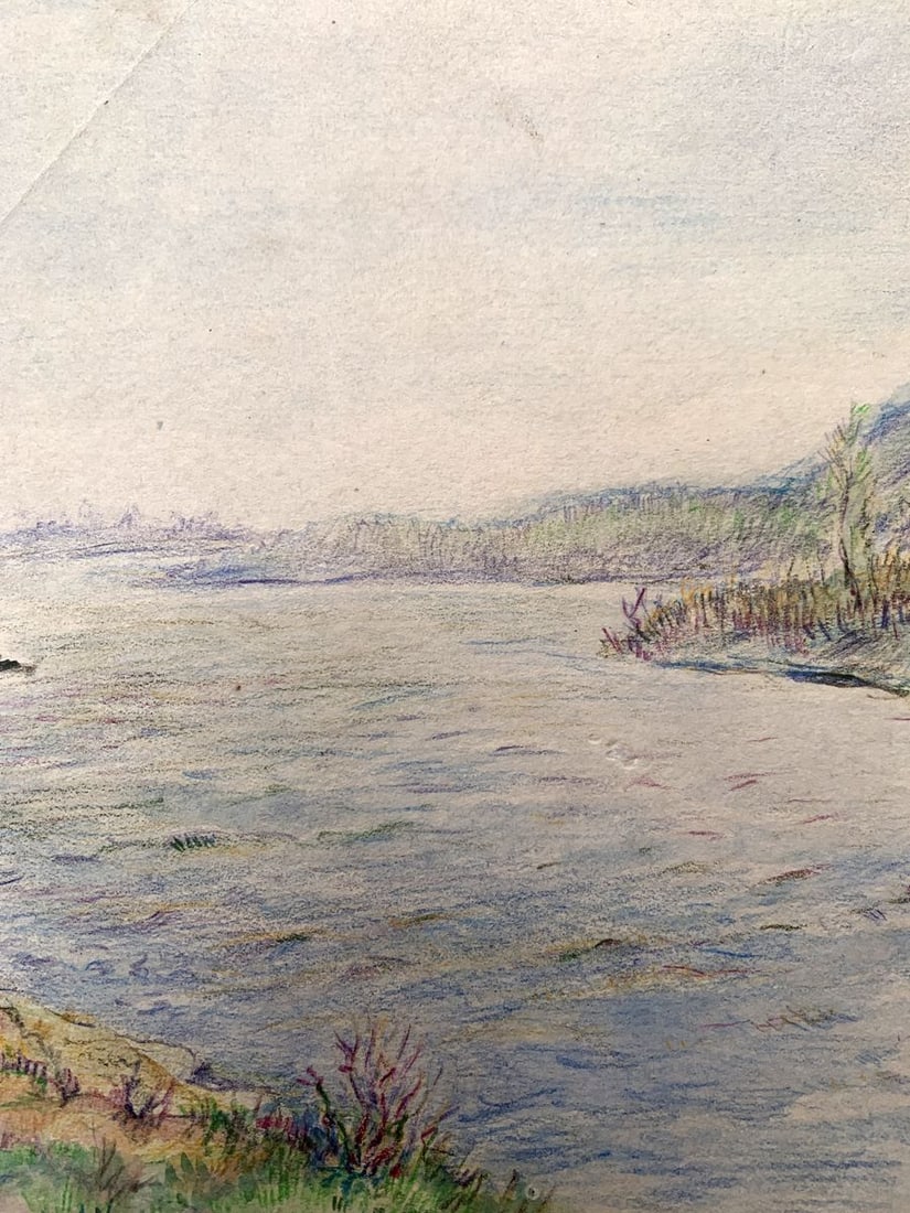 Colored pencil painting Quiet river O. Umansky - 6