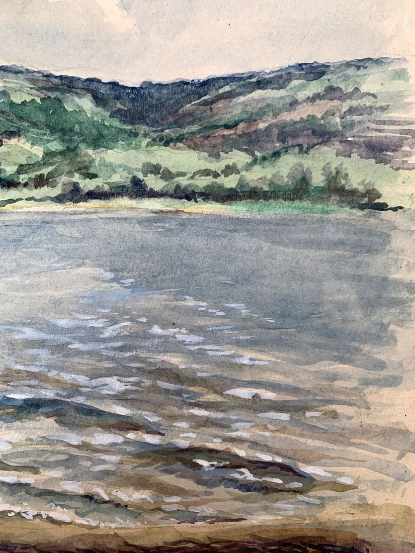 Watercolor painting On the river bank O. Umansky - 10