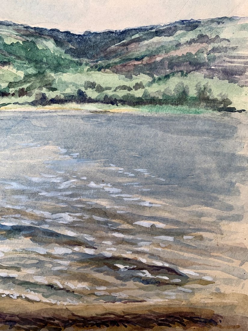 Watercolor painting On the river bank O. Umansky - 11