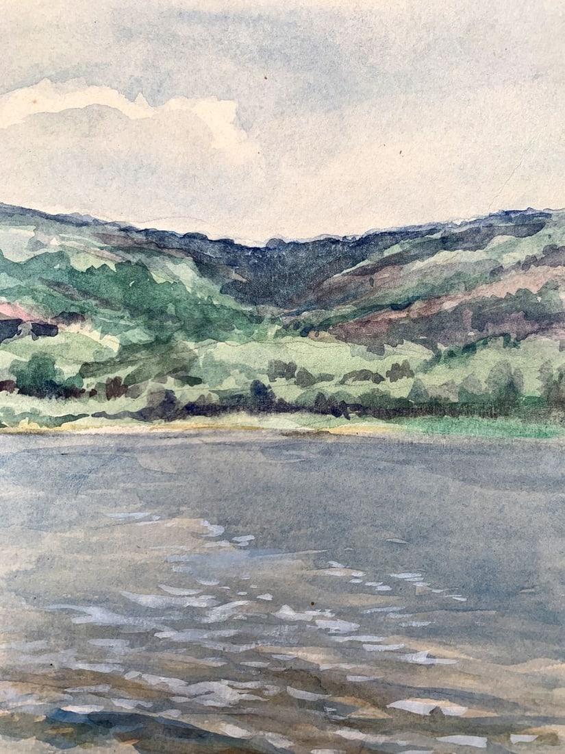 Watercolor painting On the river bank O. Umansky - 4