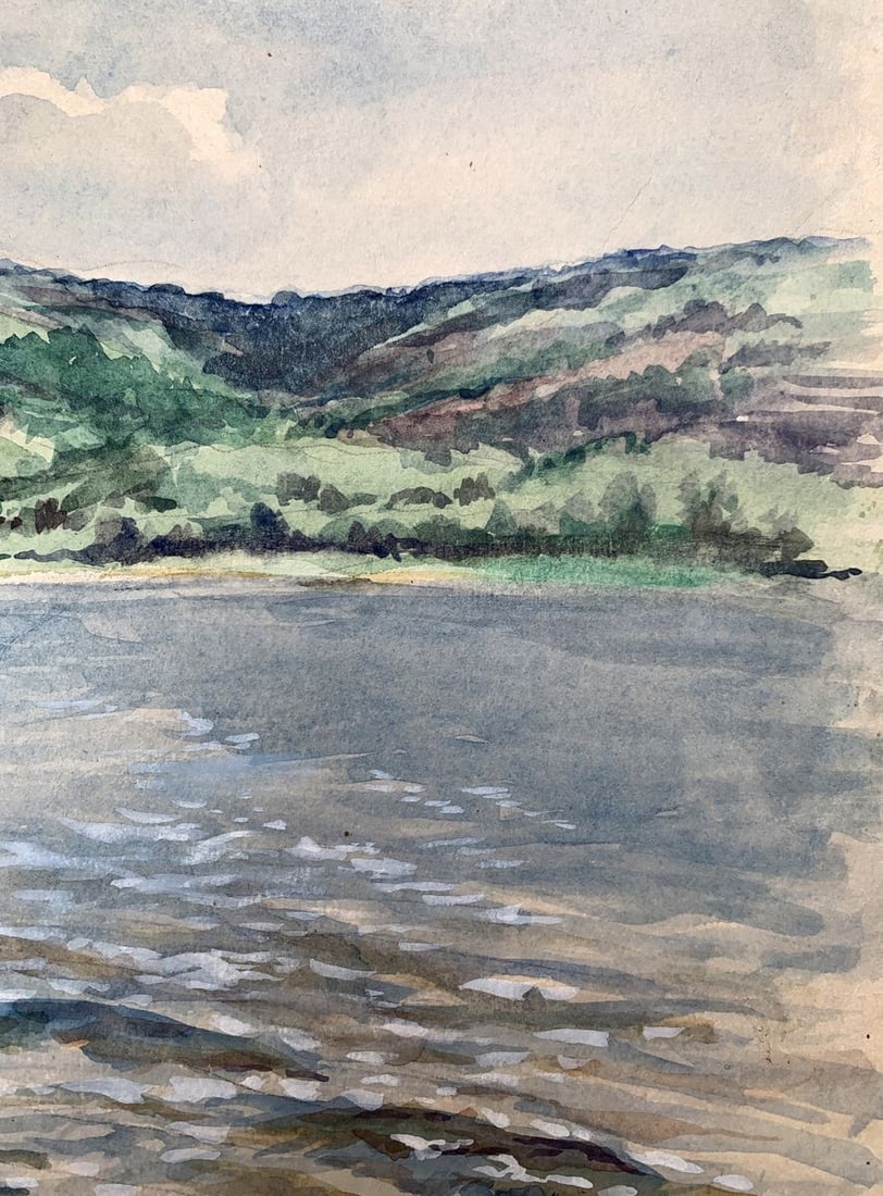 Watercolor painting On the river bank O. Umansky - 7