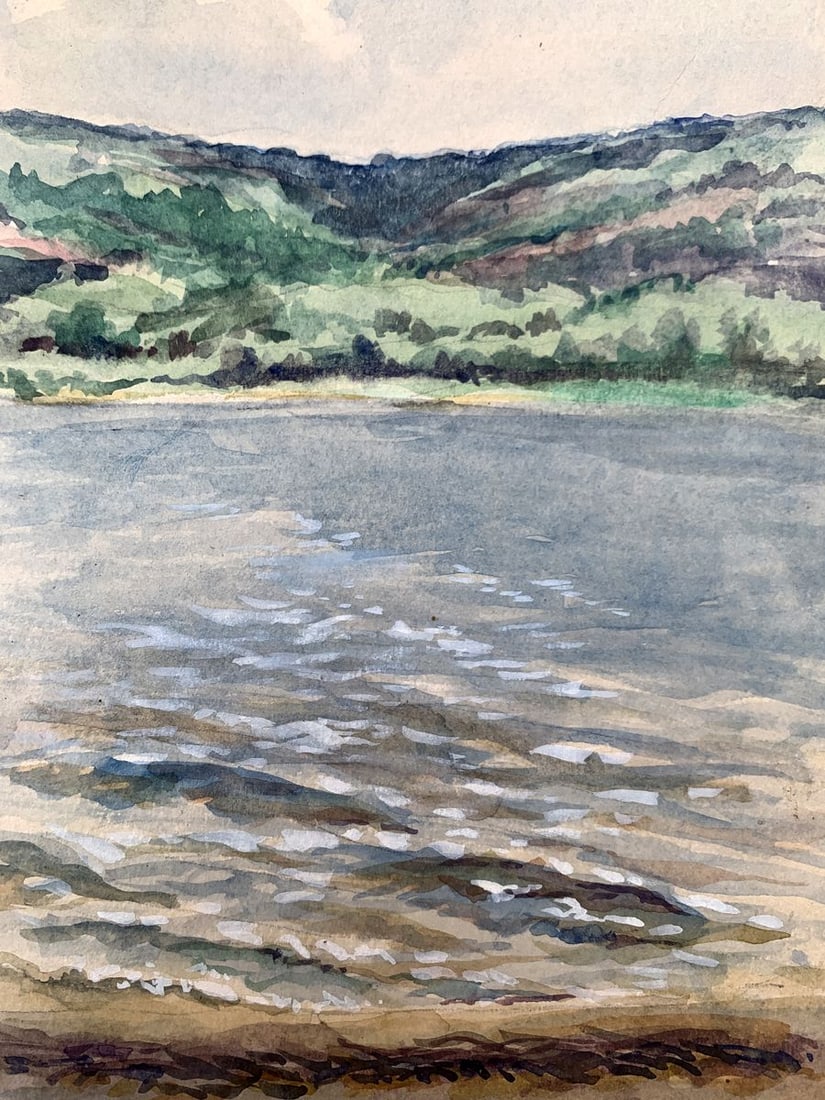 Watercolor painting On the river bank O. Umansky - 8