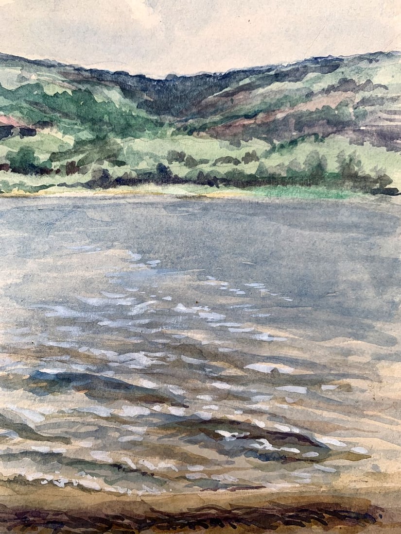 Watercolor painting On the river bank O. Umansky - 9
