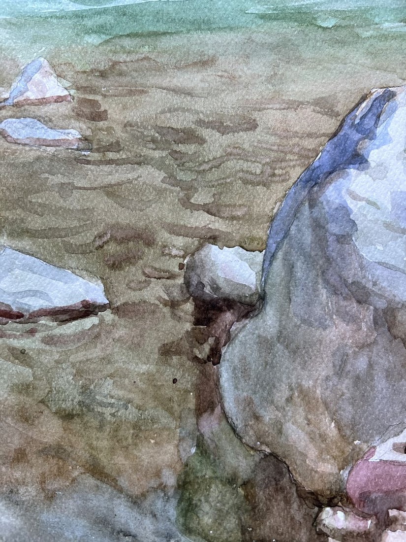Watercolor painting Stones in the river V. Mishurovsky - 3
