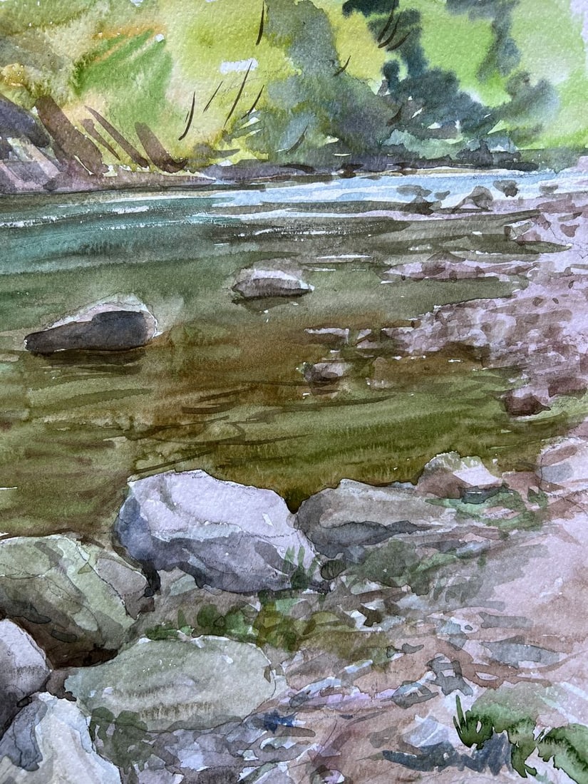 Watercolor painting Stones in the river V. Mishurovsky - 6