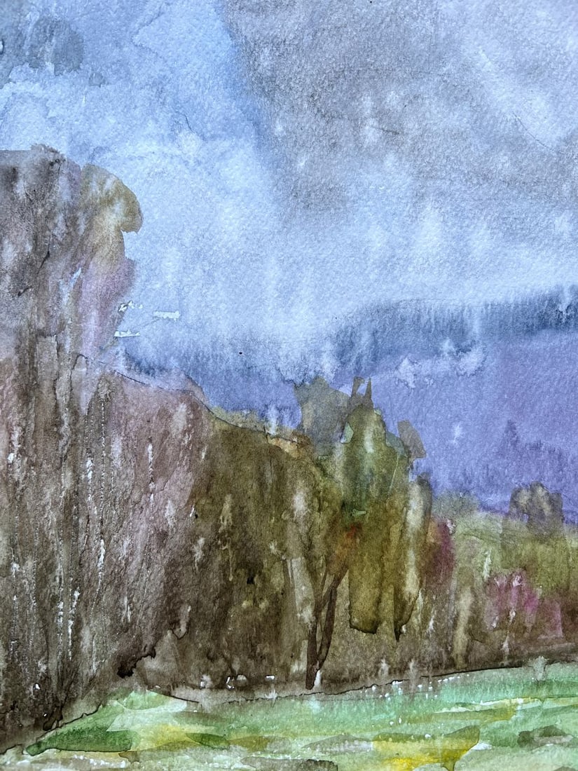 Watercolor painting Rain in the Carpathians V. Mishurovsky - 2