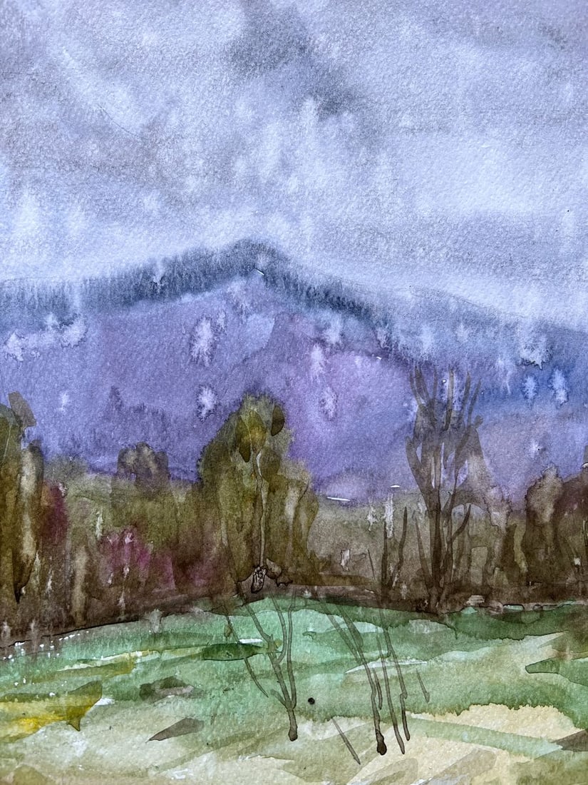 Watercolor painting Rain in the Carpathians V. Mishurovsky - 4