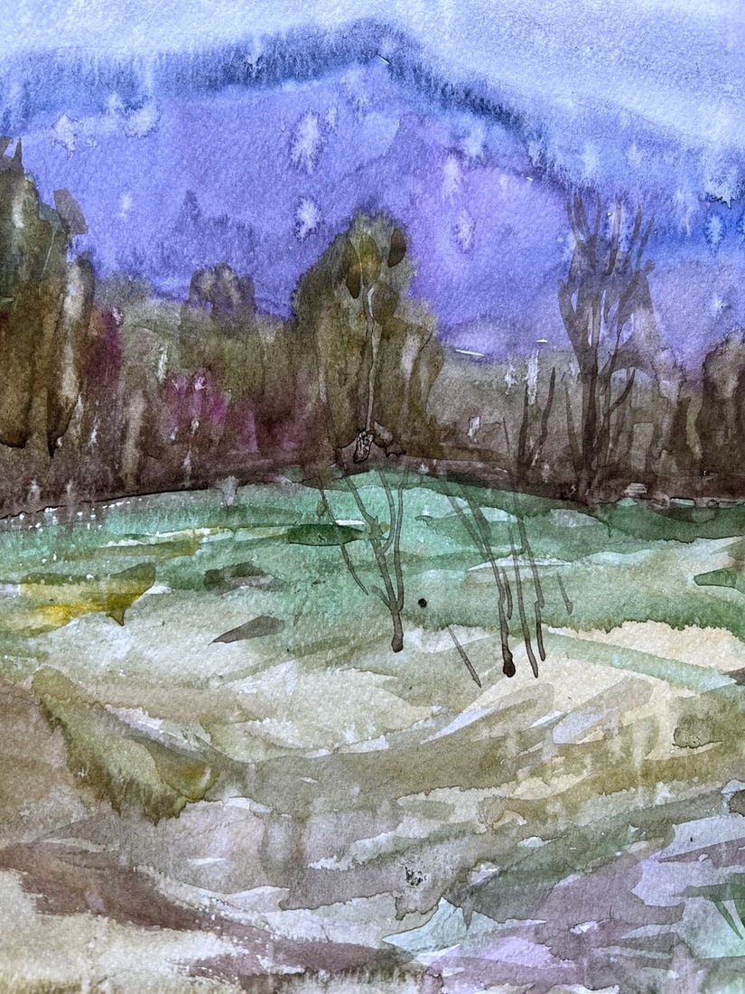 Watercolor painting Rain in the Carpathians V. Mishurovsky - 6