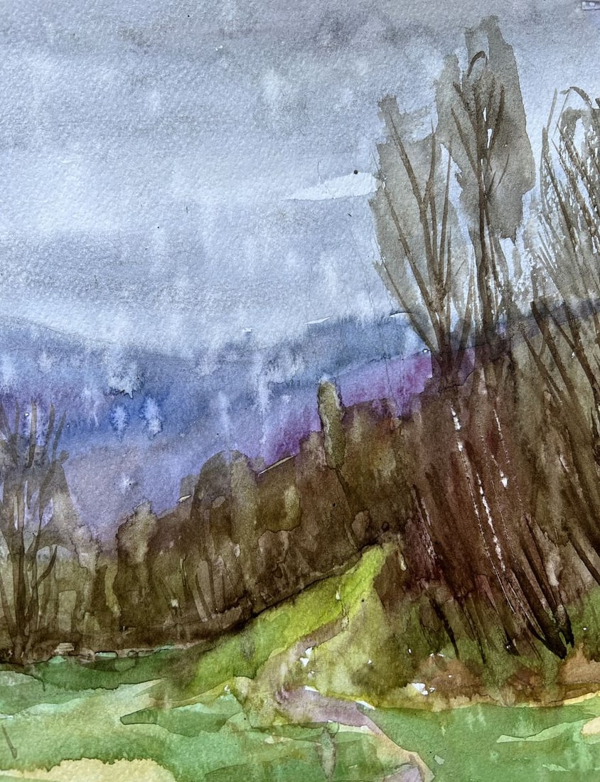 Watercolor painting Rain in the Carpathians V. Mishurovsky - 7