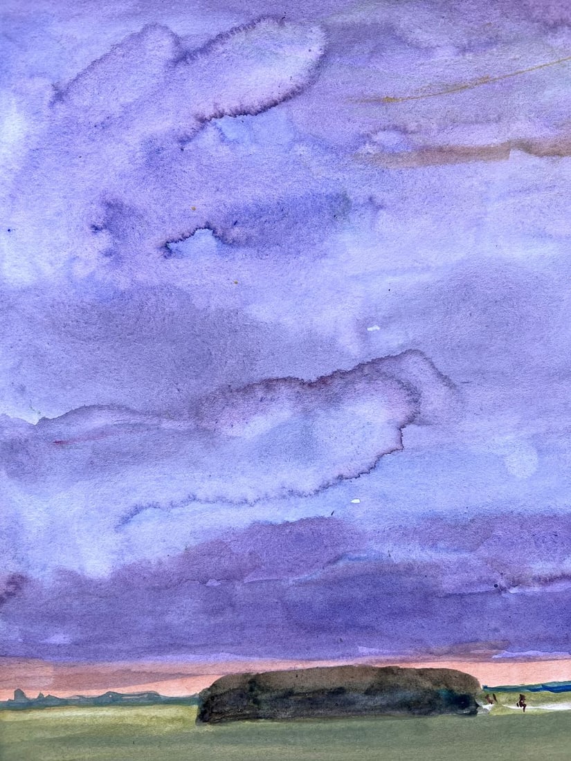 Gouache painting Evening in the meadow V. Mishurovsky - 2