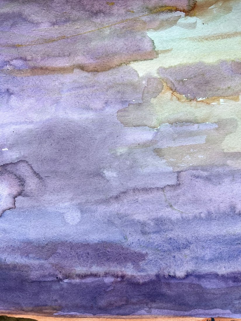 Gouache painting Evening in the meadow V. Mishurovsky - 4