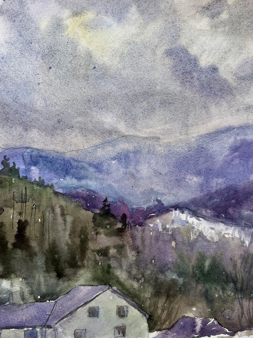 Watercolor painting Winter in the mountains V. Mishurovsky - 2