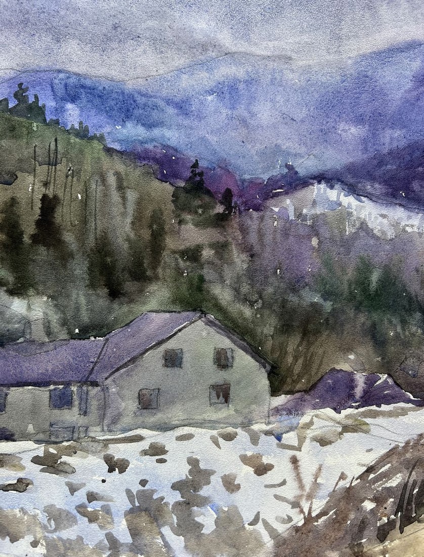 Watercolor painting Winter in the mountains V. Mishurovsky - 3