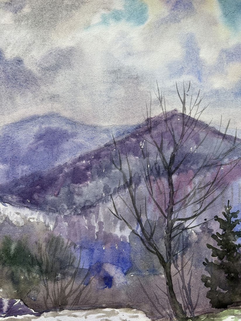 Watercolor painting Winter in the mountains V. Mishurovsky - 4