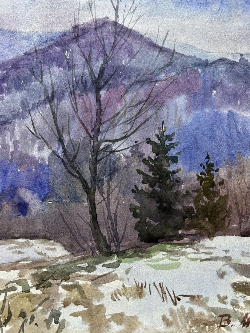 Watercolor painting Winter in the mountains V. Mishurovsky - 5