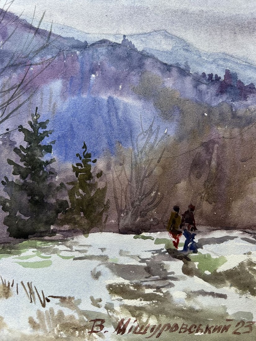 Watercolor painting Winter in the mountains V. Mishurovsky - 6