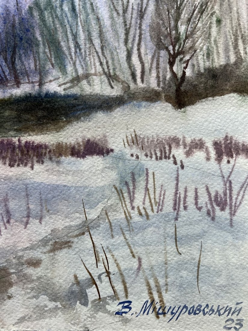 Watercolor painting Winter has come V. Mishurovsky - 7