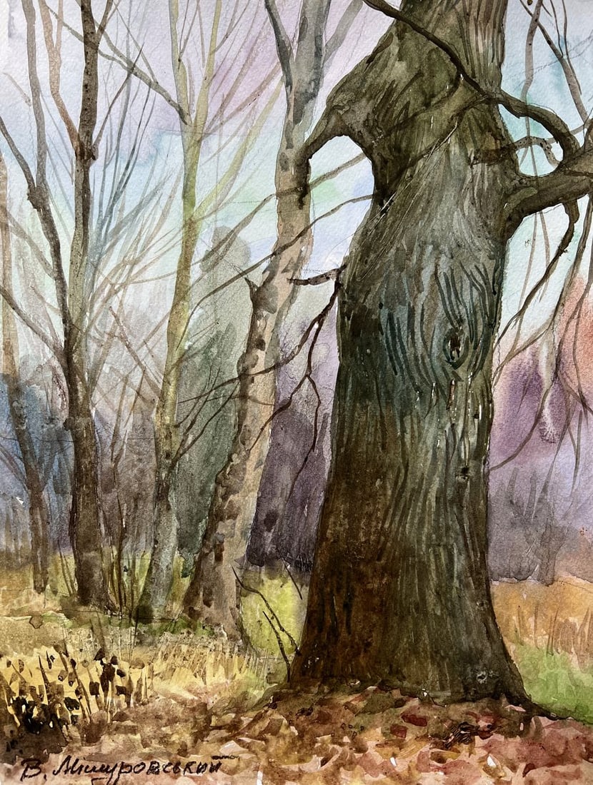 Watercolor painting The moment in the tree V. Mishurovsky (1 of 8)