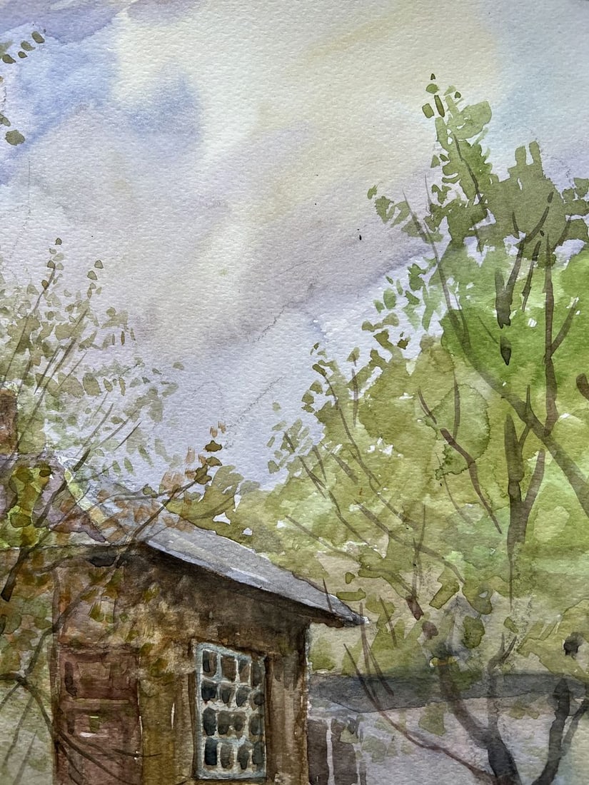Watercolor painting Spring in the yard V. Mishurovsky - 3