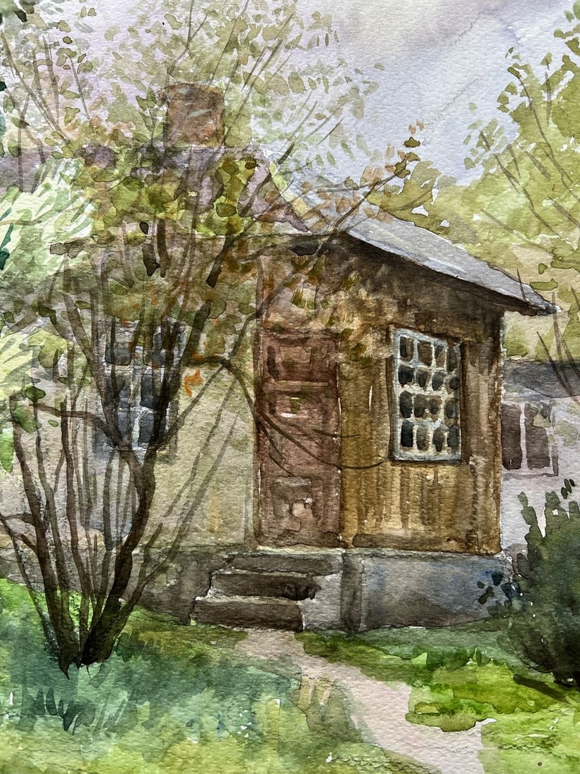 Watercolor painting Spring in the yard V. Mishurovsky - 4