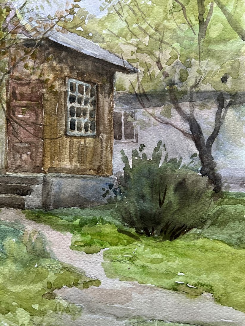 Watercolor painting Spring in the yard V. Mishurovsky - 5