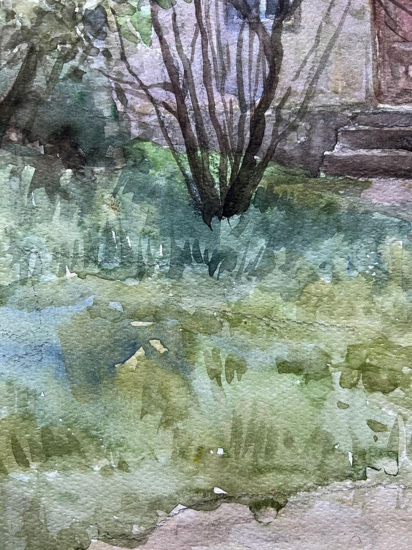 Watercolor painting Spring in the yard V. Mishurovsky - 6