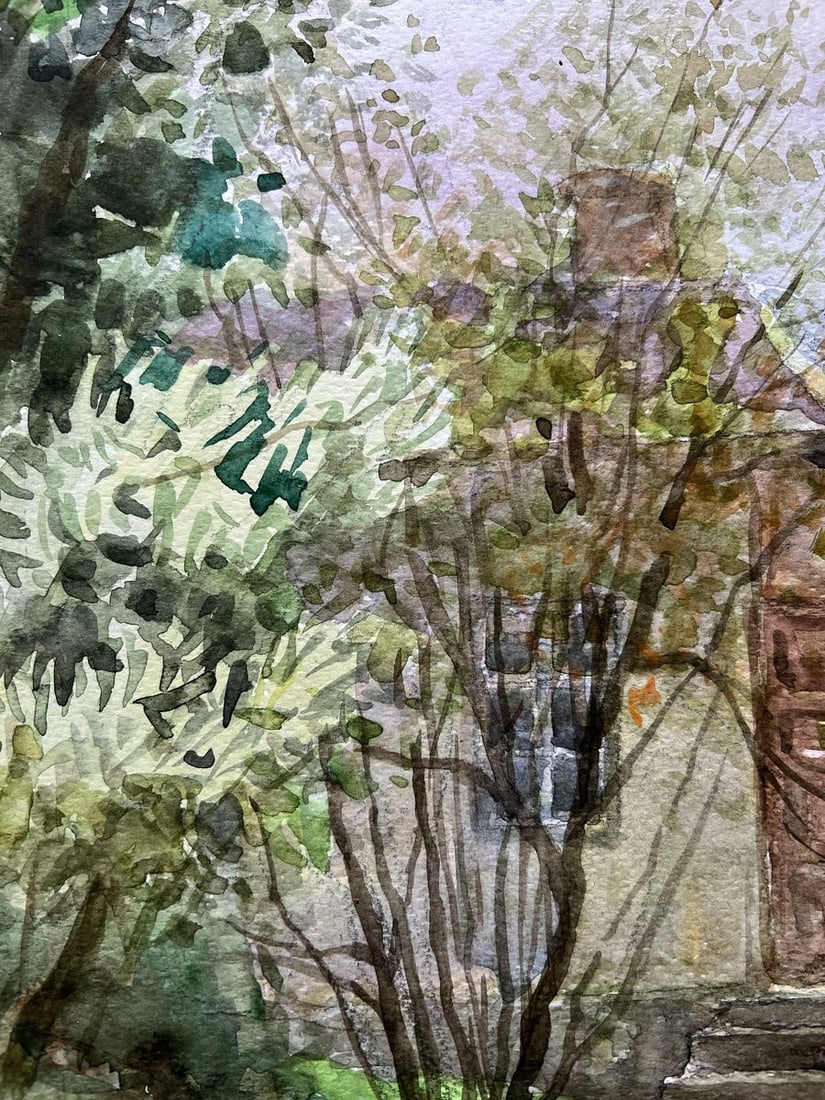 Watercolor painting Spring in the yard V. Mishurovsky - 7