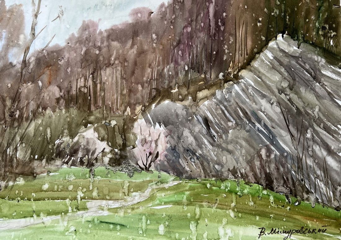 Watercolor painting It was raining above V. Mishurovsky (1 of 8)