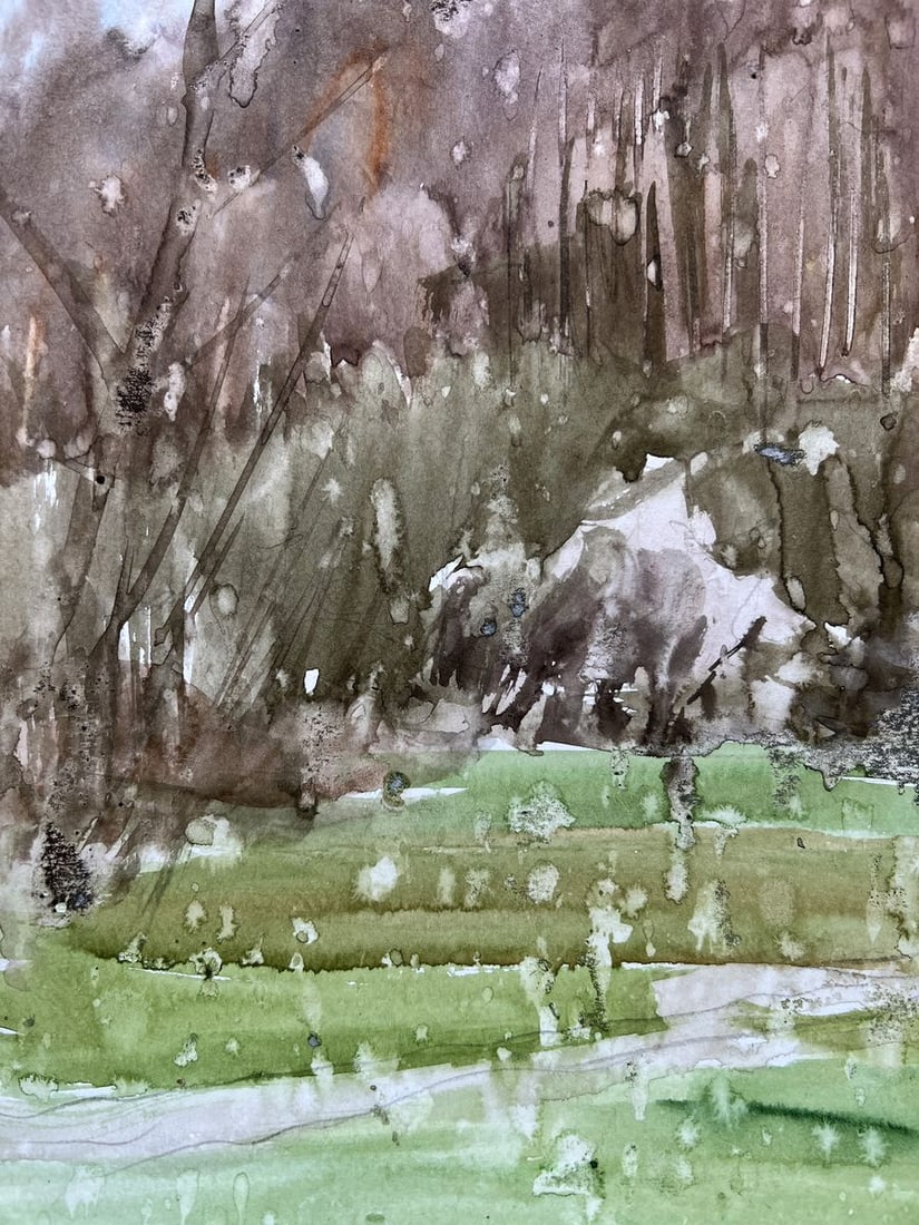 Watercolor painting It was raining above V. Mishurovsky - 3